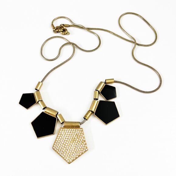 Madewell Long Pave Crystal Sliding Geometric Necklace - Picture 3 of 5